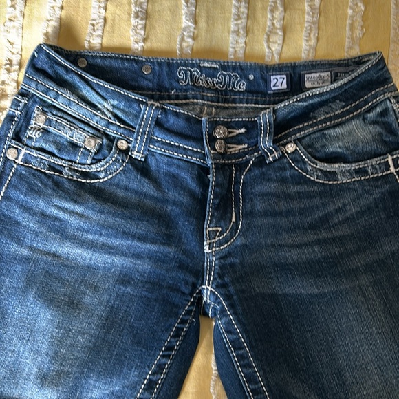 Miss Me Skinny Jeans w/ Rhinestone Embellishments - Picture 3 of 16